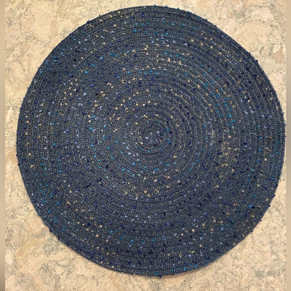 Table Textured placemats 
8 dark blue with sequins and threaded designs